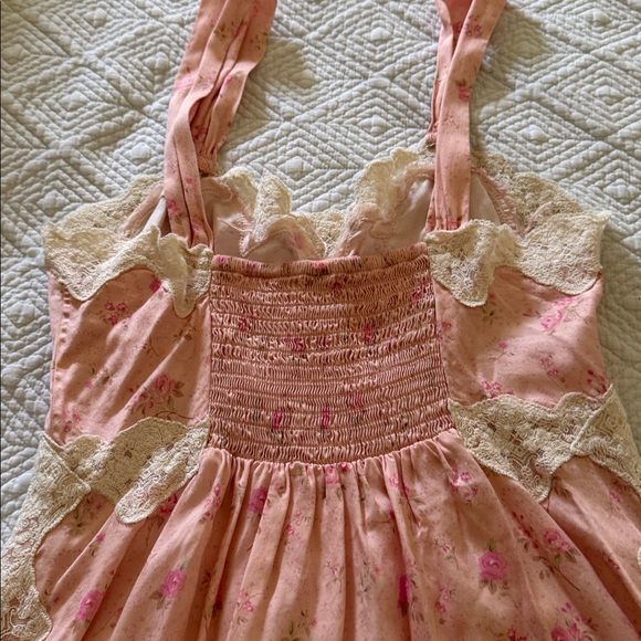 Spell Fleur Slip Dress in Pink | Vintage floral with Cream Lace - Picture 10 of 12